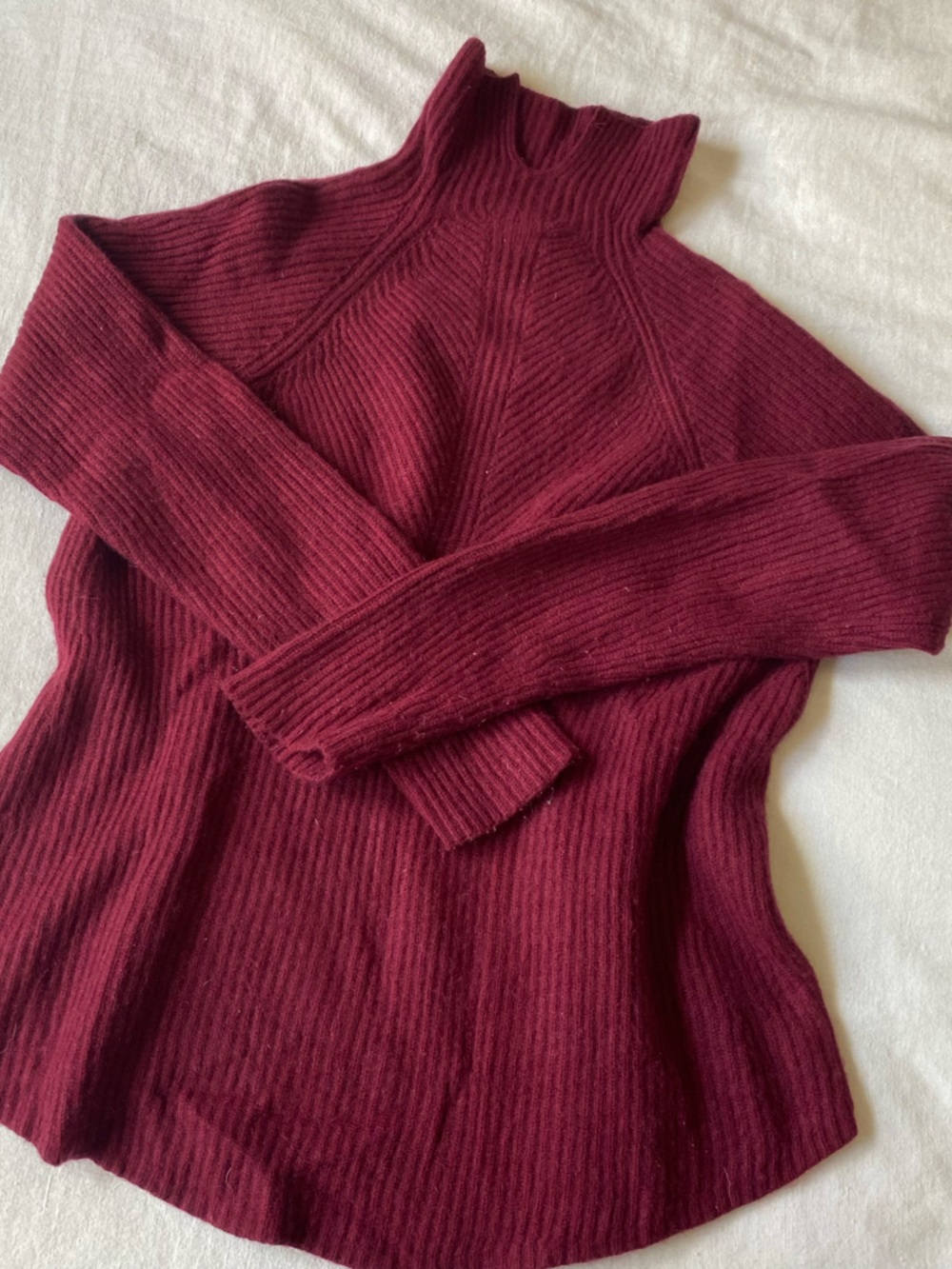 Theory Burgundy Ribbed Turtleneck Sweater